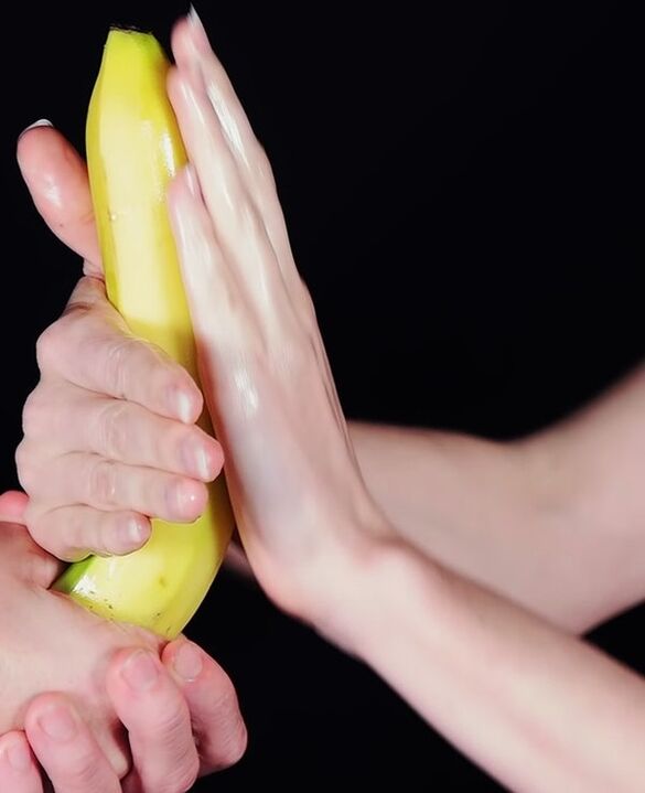 penis massage for enlargement, for example with bananas